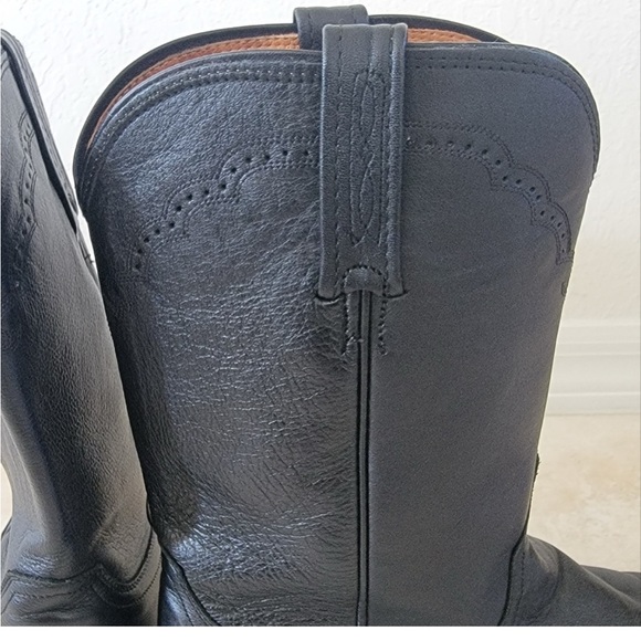 LUCCHESE Men's Lonestar Calf Round Toe Roper Boots In Black 10.5EE. - Picture 8 of 13
